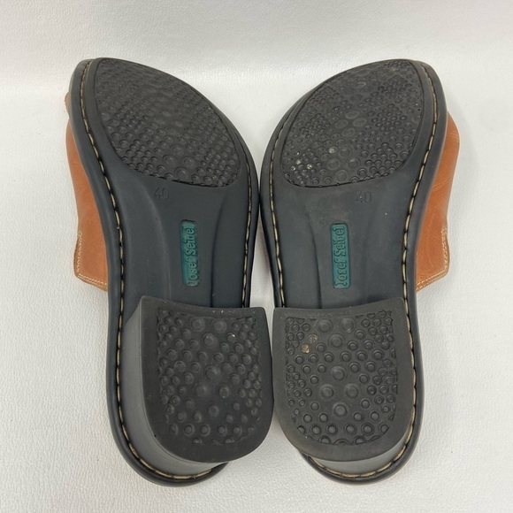 Josef Seibel Brown Leather Slide Block Heel Sandals Shoes Women's size US 9-9.5 - Picture 11 of 14